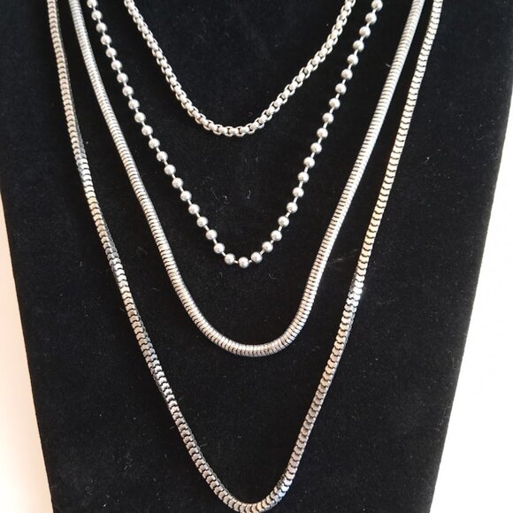 VTG 36" Stunning Boho Southwestern Silver Tone 4 Chain Filigree Dangle Necklace - Picture 3 of 14